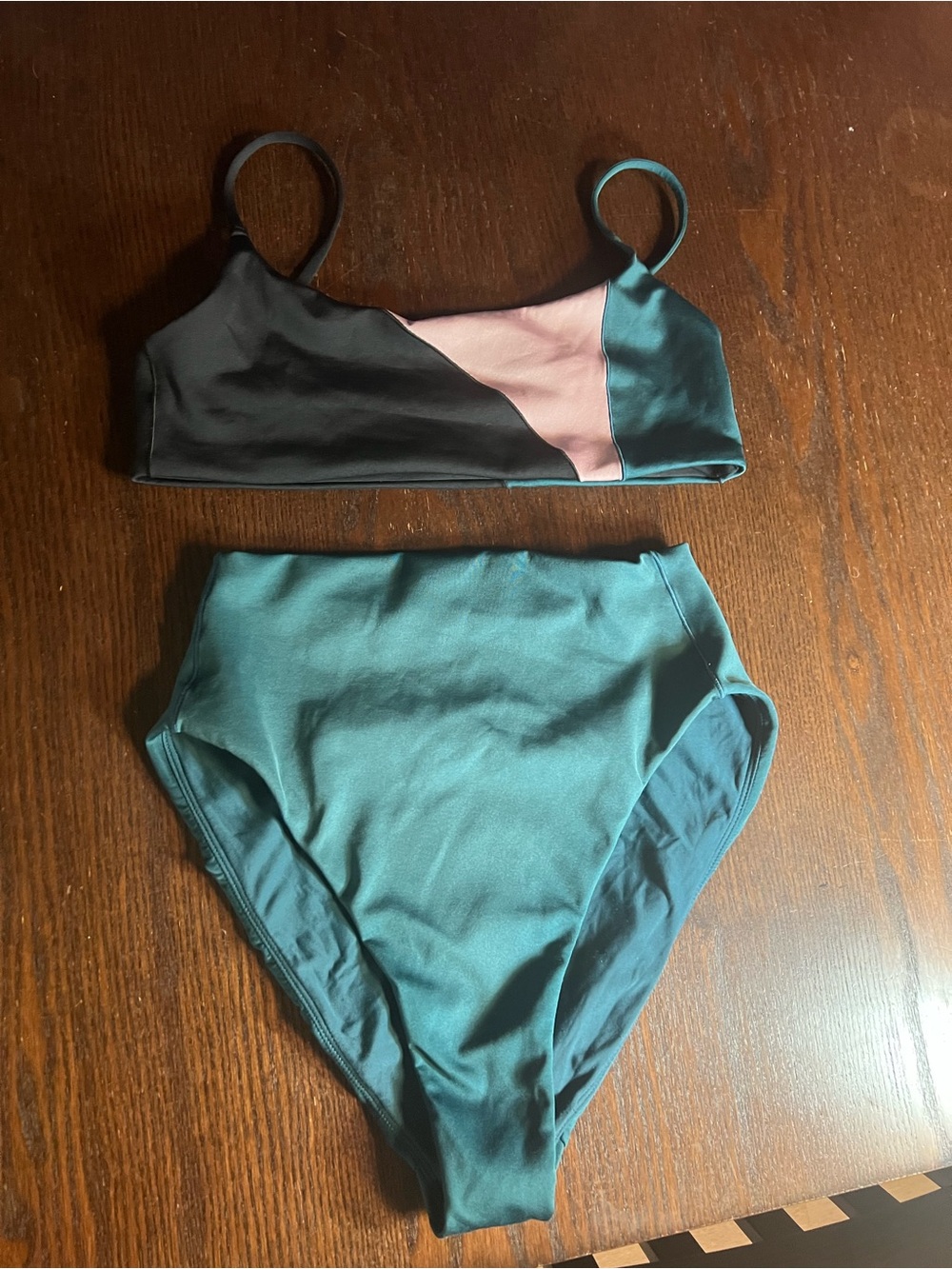 Left On Friday Teal, Black & Pink Colorblock High-Waist Bikini